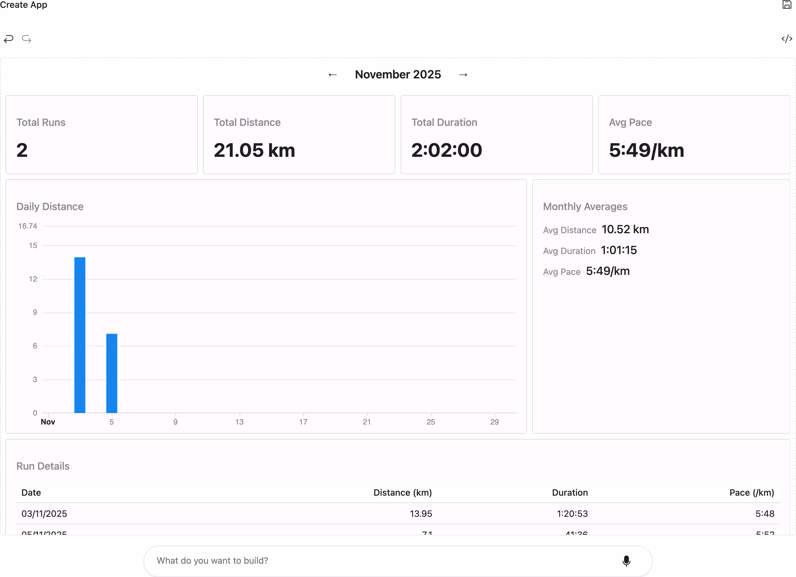 Screenshot showing the Superego app-builder interface, which allows the user to build their own custom UIs via an LLM.
