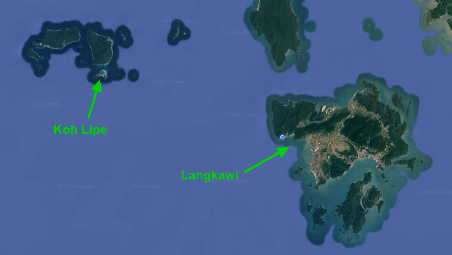 Mappa con Koh Lipe e Langkawi.