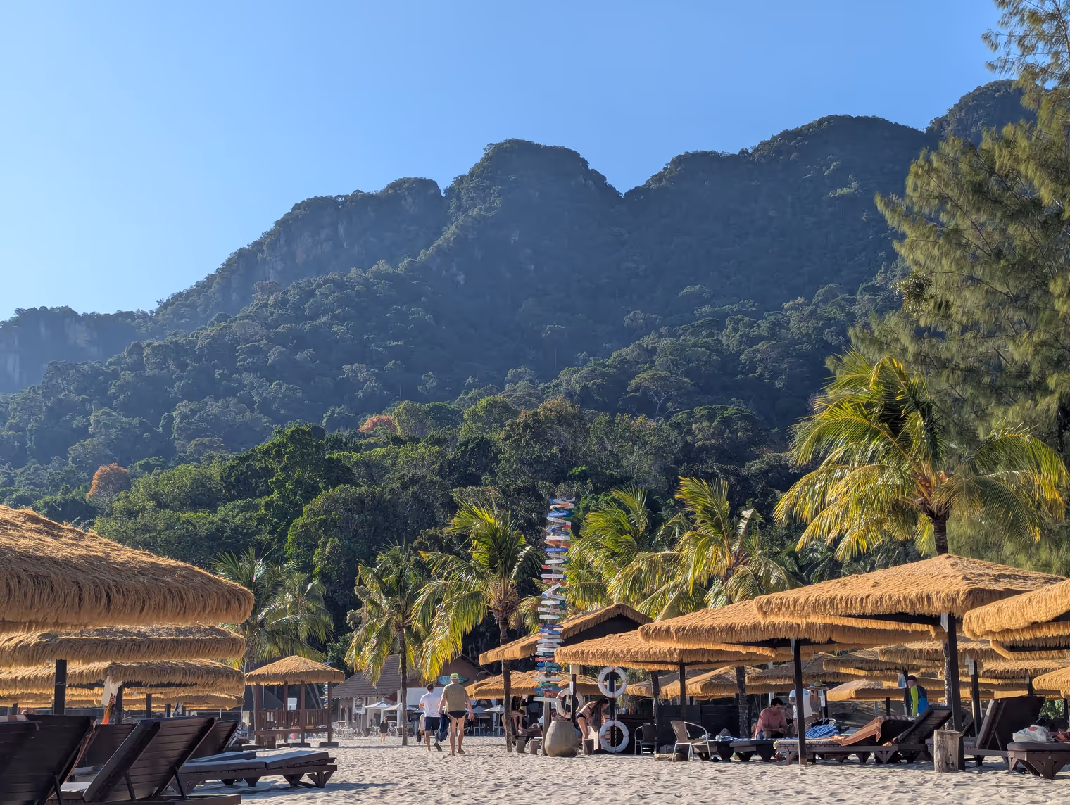 Resort Berjaya, visto dalla spiaggia. Gli chalet rimangono nascosti nella foresta.